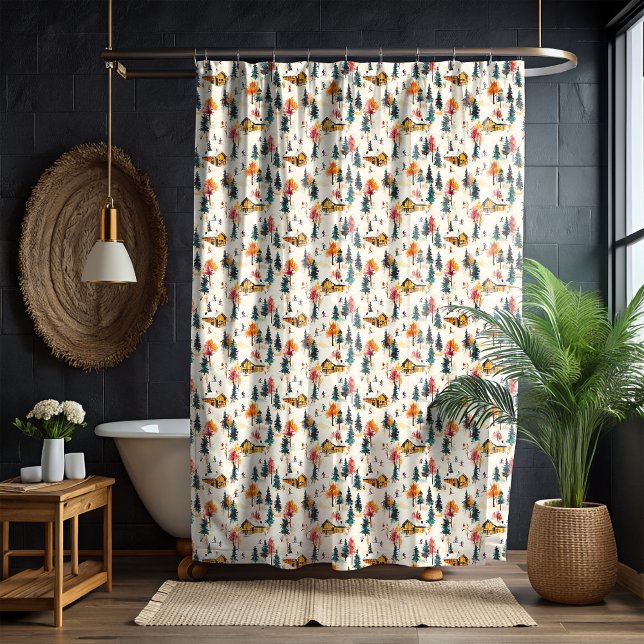 Christmas Ski Lodge Shower Curtain (Creator Uploaded)