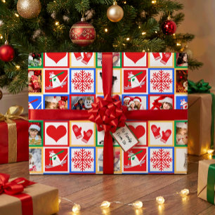 Christmas Ski Mouse 16 Favorite Family Photos Wrapping Paper Sheet