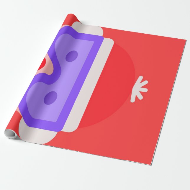 Christmas Skiing Emoji Wrapping Paper (Unrolled)