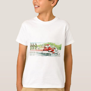 Christmas Skiing Santa Snowmobile Ski T-Shirt