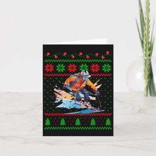 Christmas Skiing Sports Lover Skier Funny Xmas Des Card