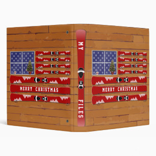 Christmas Skis and Snow USA Flag Binder