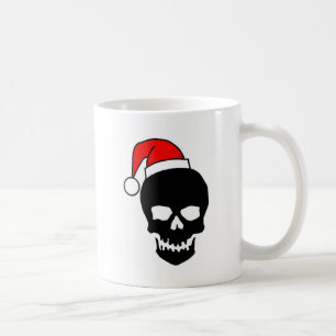 Christmas Skull Black Coffee Mug