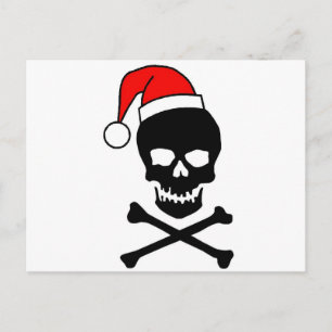 Christmas Skull Black Holiday Postcard