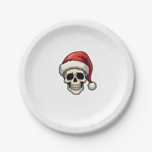 Christmas Skull Funny Santa XMES Men Women T-Shirt Paper Plate