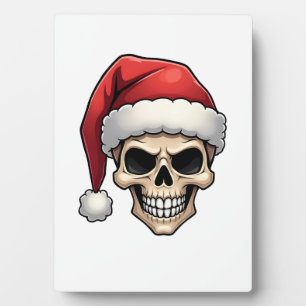 Christmas Skull Funny Santa XMES Men Women T-Shirt Plaque