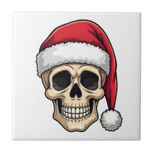Christmas Skull Funny Santa XMES Men Women T-Shirt Tile