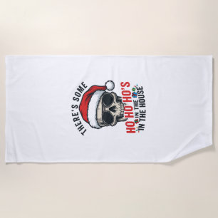 Christmas Skull Ho Ho Ho Humour Design Beach Towel