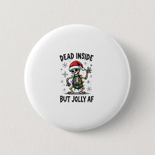 Christmas Skull Peace Dead Inside But Jolly Xmas M 2 Inch Round Button