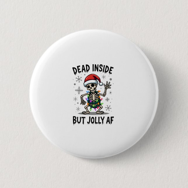 Christmas Skull Peace Dead Inside But Jolly Xmas M 2 Inch Round Button (Front)