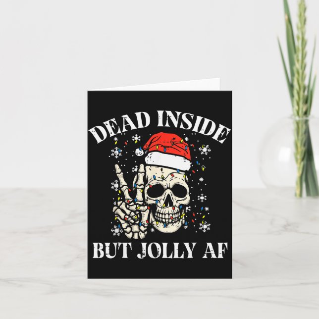 Christmas Skull Peace Dead Inside But Jolly Xmas M Card (Front)