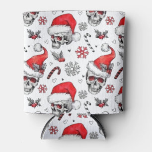 Christmas Skull Santa Can Coolers – Festive & Fun