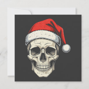 Christmas Skull Wearing Santa Hat  Holiday Card