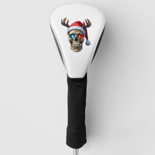 Christmas Skull with Santa Hat and Antlers Mystic Golf Head Cover
