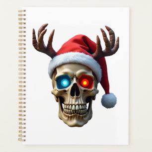 Christmas Skull with Santa Hat and Antlers Mystic Planner