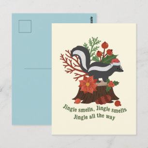Christmas Skunk Pun: Jingle Smells Postcard