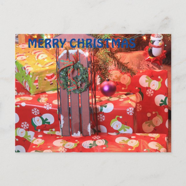 Christmas Sled closeup Post Card (Front)