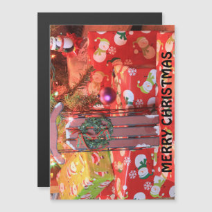 Christmas Sled with a wreath Magnetic card