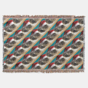 Christmas Sleepy Otter Throw Blanket
