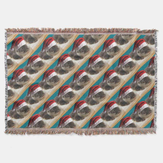 Christmas Sleepy Otter Throw Blanket (Front)