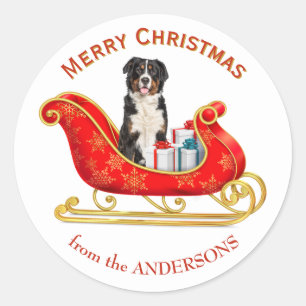 Christmas Sleigh Bernese Mountain Dog Classic Round Sticker