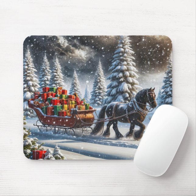 Christmas Sleigh Filled With Gifts Mouse Pad (With Mouse)