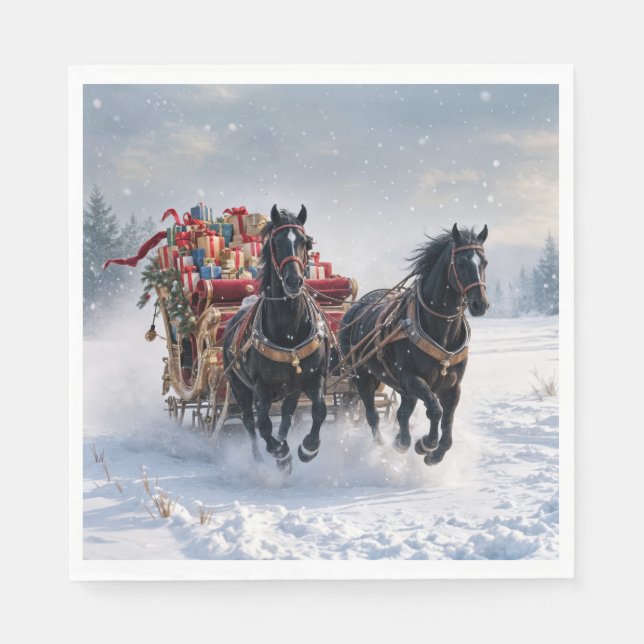 Christmas Sleigh Filled With Gifts Napkin (Front)