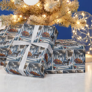 Christmas Sleigh Filled With Gifts Wrapping Paper