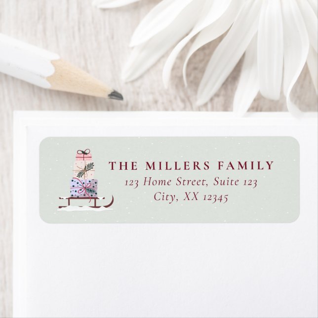 Christmas Sleigh full of gifts Address Label (Insitu)