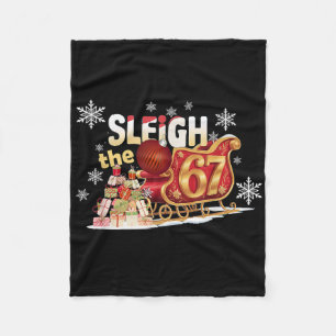 Christmas Sleigh Graphic Design Funny 67  Fleece Blanket