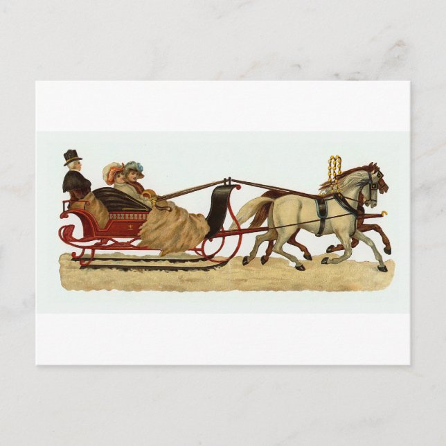 "Christmas Sleigh Ride" Christmas Postcard (Front)