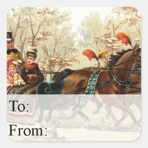 Christmas Sleigh Ride Vintage Gift Tag