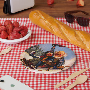 Christmas Sleigh Ride with Beer Wilhelm Larsen Paper Plate