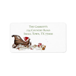 Christmas Sleigh Santa Hat Personalized Address Label