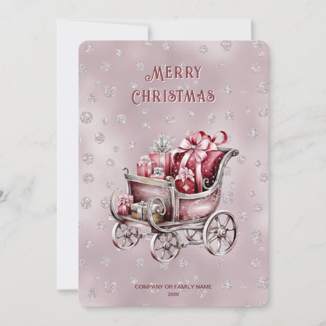 Christmas Sleigh With Gifts Holiday Card (Front)