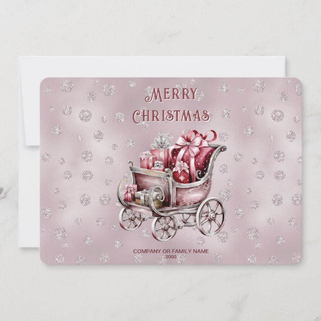 Christmas Sleigh With Gifts Holiday Card (Front)