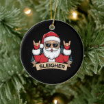Christmas Sleigher Santa Rock Xmas Rocker  Ceramic Ornament<br><div class="desc">Christmas Sleigher Santa Rock Xmas Rocker</div>