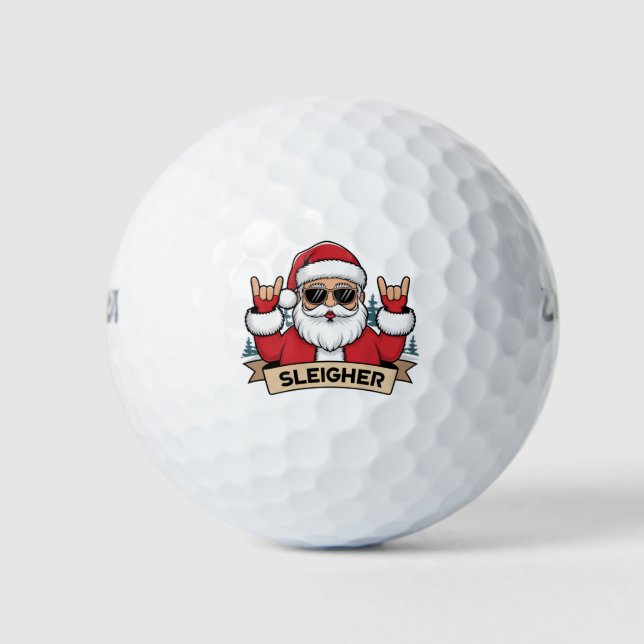 Christmas Sleigher Santa Rock Xmas Rocker  Golf Balls (Front)