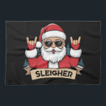 Christmas Sleigher Santa Rock Xmas Rocker  Kitchen Towel<br><div class="desc">Christmas Sleigher Santa Rock Xmas Rocker</div>
