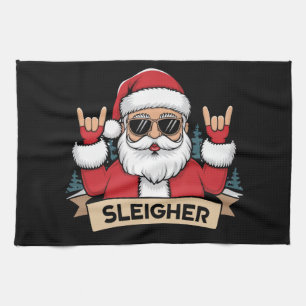 Christmas Sleigher Santa Rock Xmas Rocker Kitchen Towel