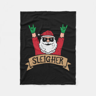 Christmas Sleigher Santa Rock Xmas Rocker Men Wome Fleece Blanket