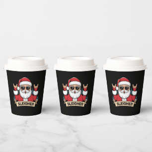 Christmas Sleigher Santa Rock Xmas Rocker Paper Cups