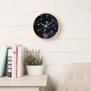 Christmas SlipperyJoe falling various shapes sizes Clock