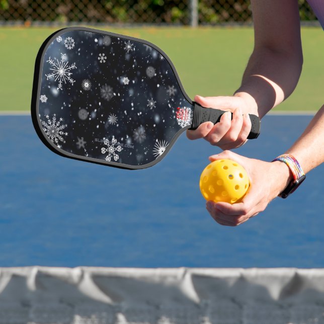 Christmas SlipperyJoe falling various shapes sizes Pickleball Paddle (Insitu)