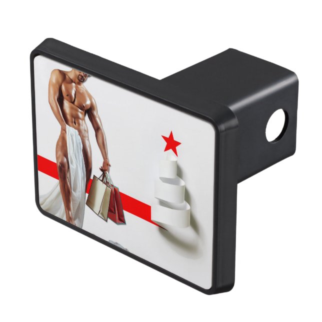 Christmas SlipperyJoe presents sexy red star holid Trailer Hitch Cover (Top Right)