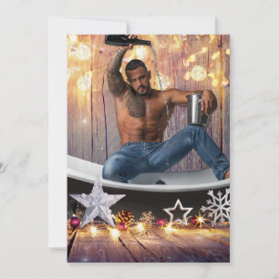Christmas SlipperyJoe silver gold stars lights wet Holiday Card