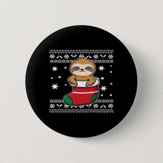 Christmas Sloth Classic T-Shirt 2 Inch Round Button (Front)