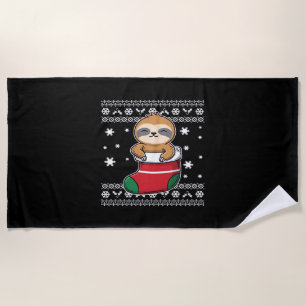Christmas Sloth Classic T-Shirt Beach Towel