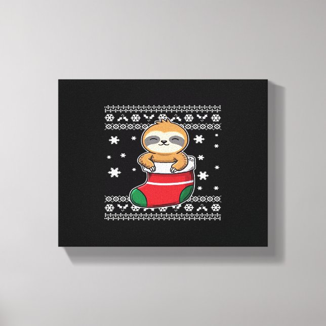 Christmas Sloth Classic T-Shirt Canvas Print (Front)