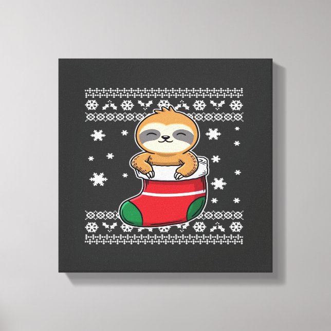 Christmas Sloth Classic T-Shirt Canvas Print (Front)